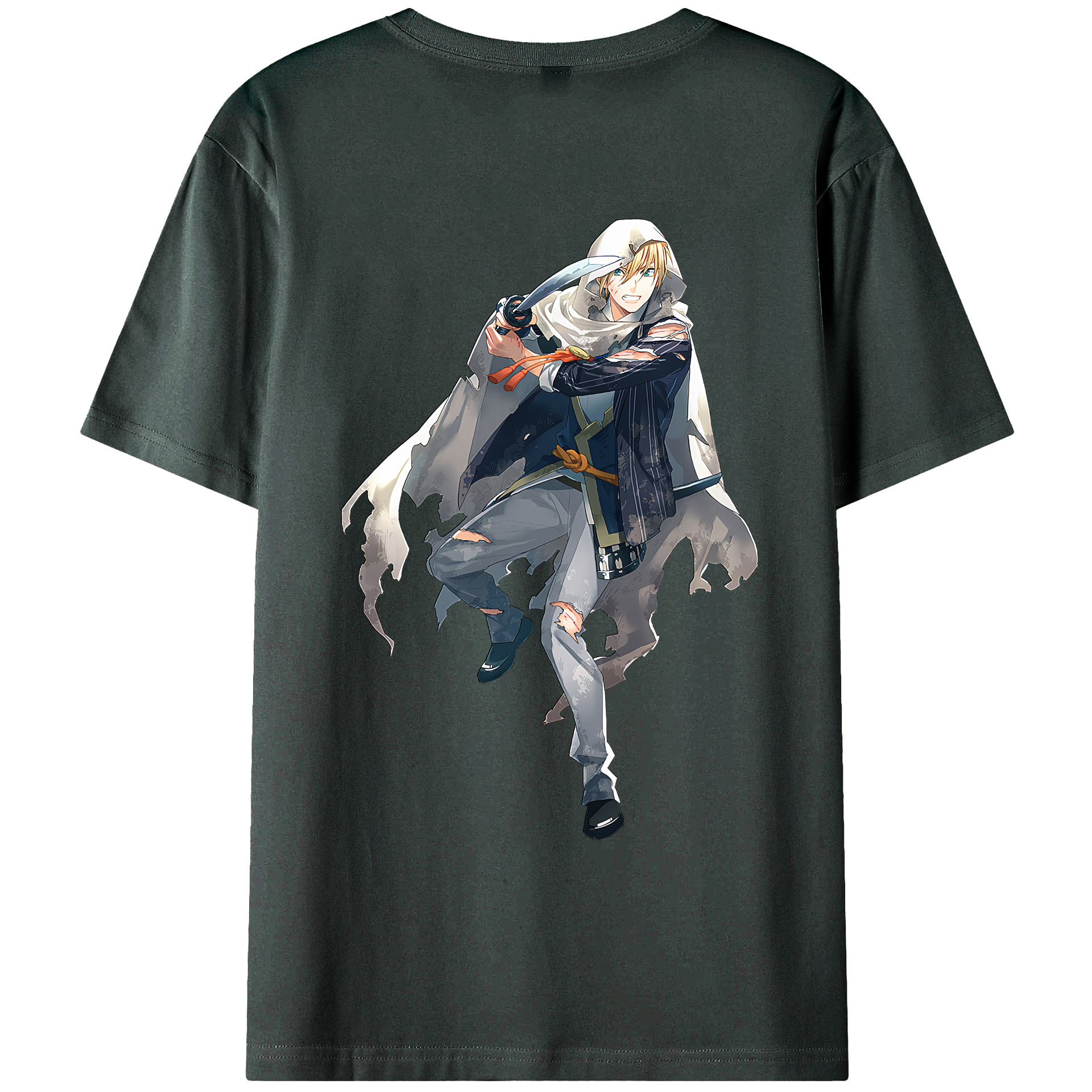 （画像用） 刀剣乱舞 Touken Ranbu 綿100％ メンズ半袖Tシャツ（バックプリント） 通気性